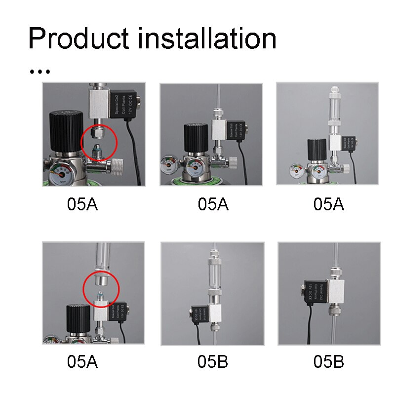 Fish Tank CO2 Solenoid Valve CO2 Regulator Aluminum Alloy Solenoid Valve Single Head/Double Head One-wayControl Device 110v/220v