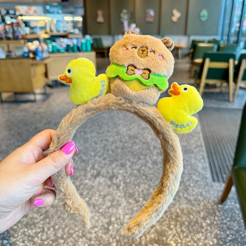 Cute Cartoon Capybara Headband para mulheres e meninas, doce versátil Hairbands, requintado Hairbands, acessórios engraçados do cabelo, presentes de aniversário