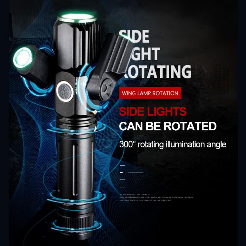 3 Heads Outdoor Aluminum Alloy Flashlight Multi-Function Strong Light Three Lamp Holder Camping Lighting Night Riding Flashlight