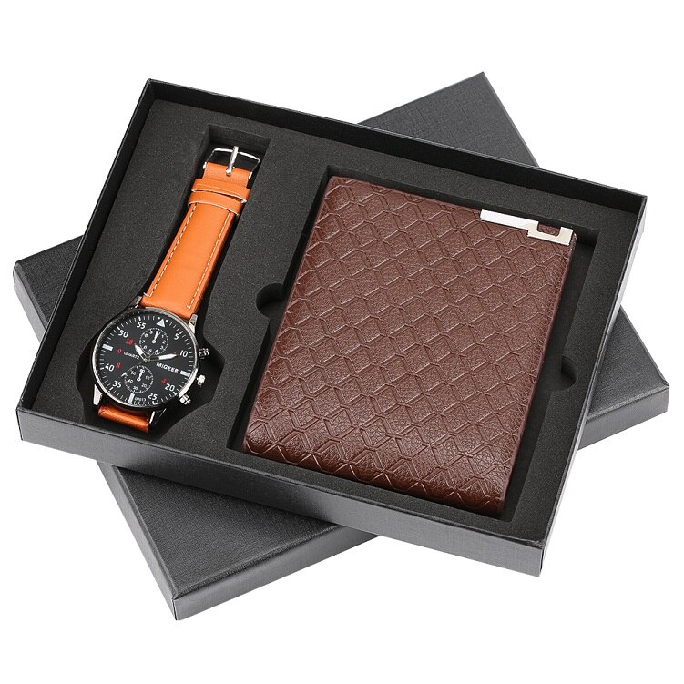 Hommes montres acier/bracelet en cuir – Grandado