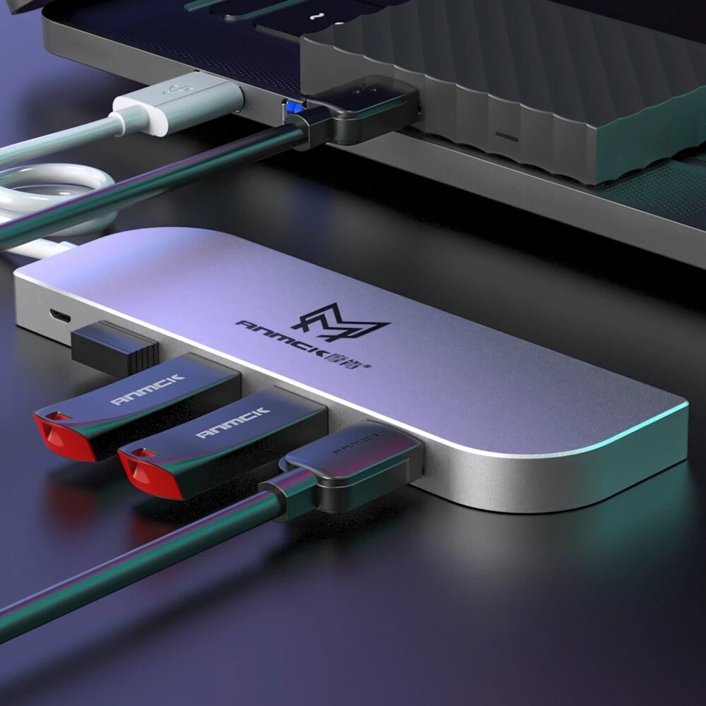 Anmck USB HUB 2.0 4 Ports Hub Ultra Slim Portable USB Splitter For Computer Notebook PC iMac Pro MacBook Air Laptop Mouse