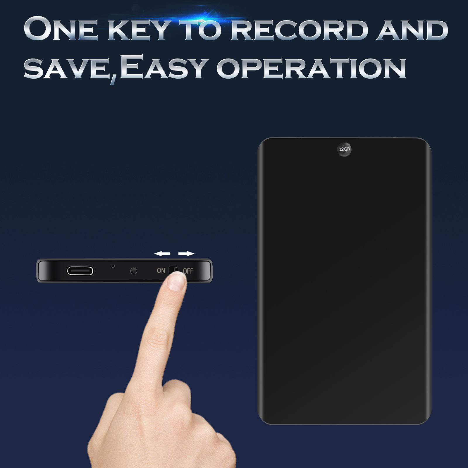 Vandlion V66 64GB Slimmest Voice Activated Recorder with 379Hours Recording Capacity Audio Dictaphone for Work Lectures Meetings
