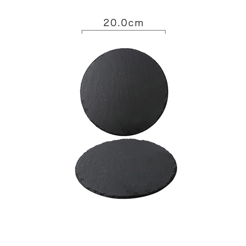 Circular Texture matte black premium rock stone steak western dinner plate luxury feel: 20cm