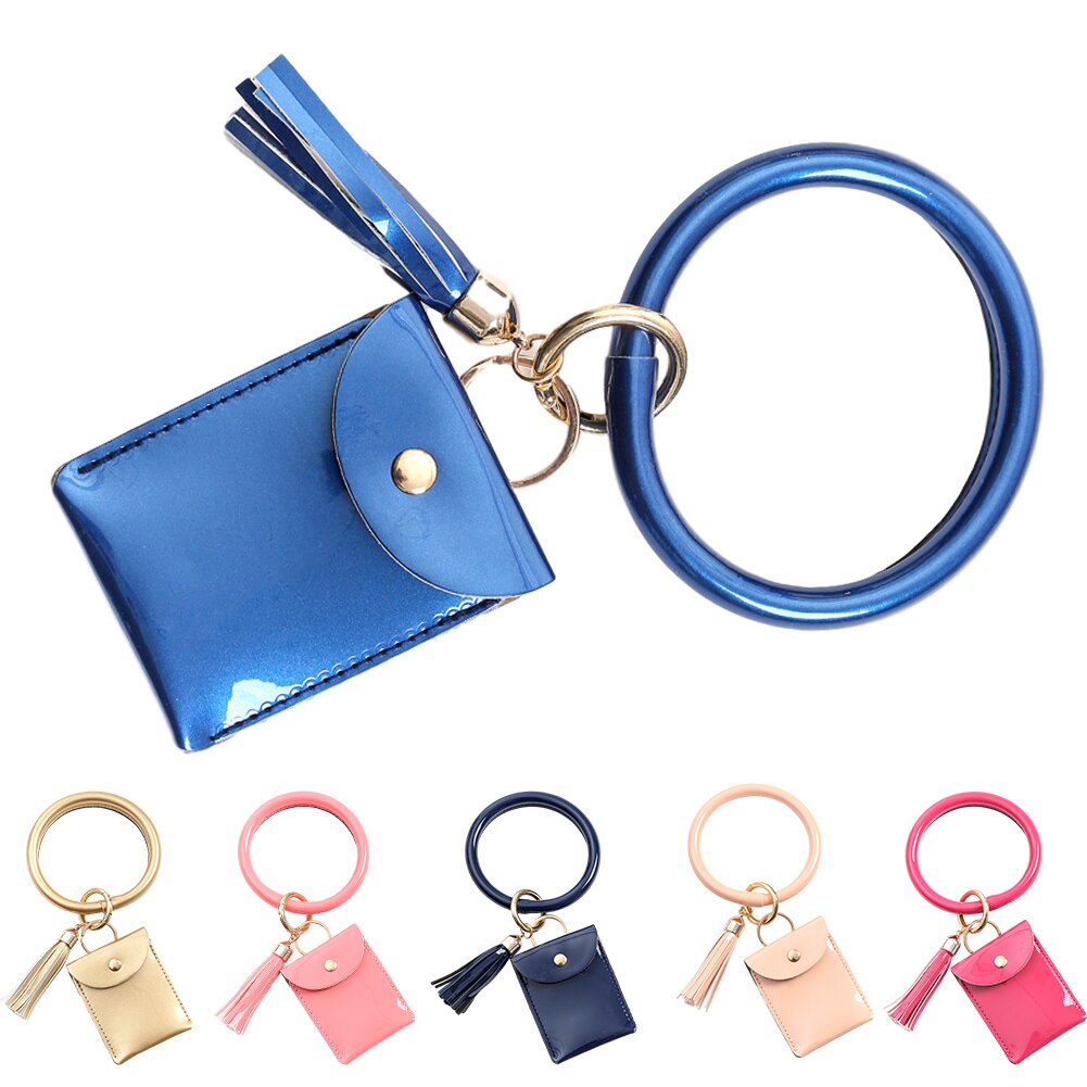 Women With Zip Coin Purse Portable Credit Card Daily Ornaments Wristlet Keychain Mini PU Leather Accessories
