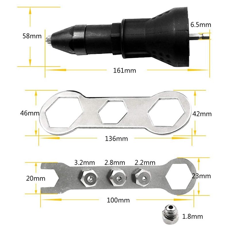 Electric Rivet Nut Rivet Adapter Riveting Tool Drill Bit Adapter Insert Nut Power Tool Accessories Blue