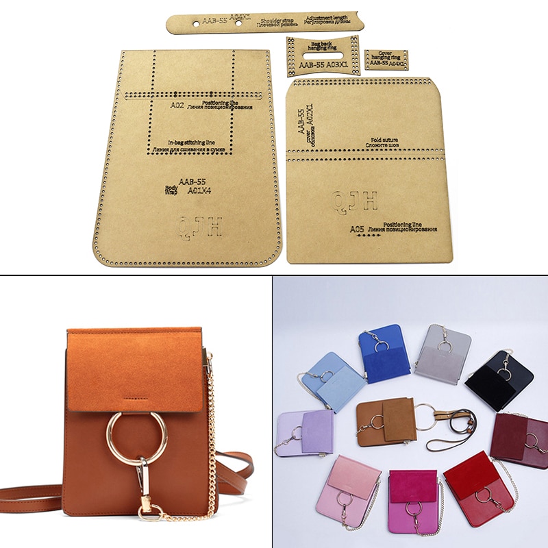 1 sæt læder håndværk skuldertasker crossbody taske håndtaske syemønster hård akryl og kraftpapir stencil skabelon
