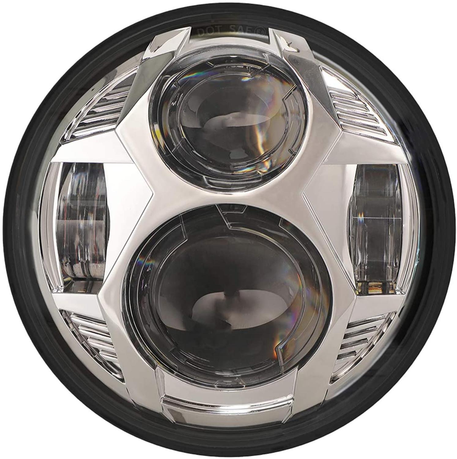 Für Harley Dyna FXCW FXCWC FXSBSE FXSTB 5,75 Zoll Runde LED Scheinwerfer Mit hoch/niedrig Strahl 51W Spinne bilden Motorrad Kopf Licht: silber-