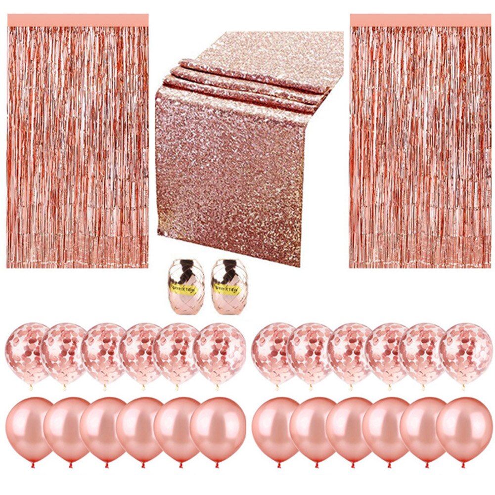 Baby Shower Party Decorations Kit Wedding Background Wall Birthday Fringe Curtain DIY Latex Reusable Home Confetti Balloons