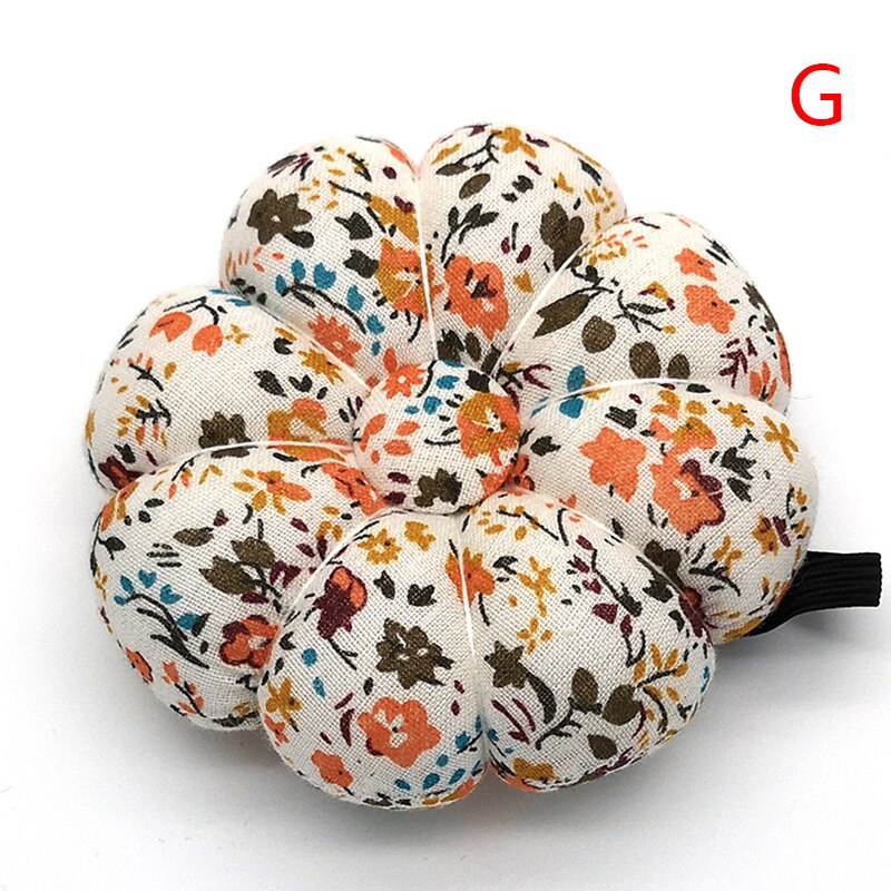 Herramienta de costura de seguridad de punto de cruz pelota de cojín de aguja con forma de calabaza impresa de tela de algodón elástico muñequera pin cojín: 9