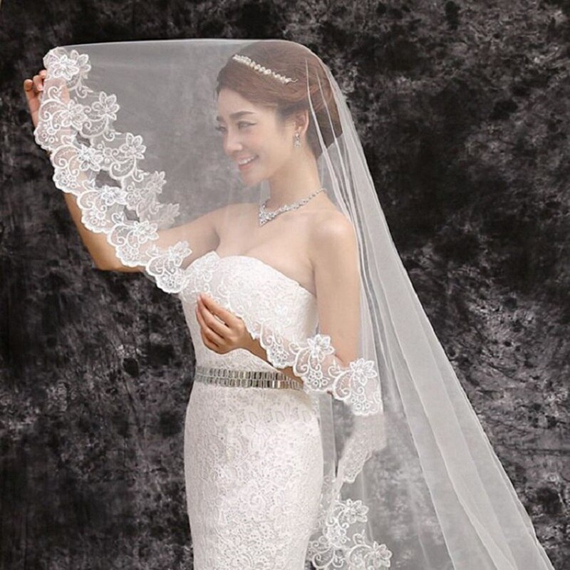Mariage 3M One Layer Lace Edge White Ivory Cathedral Wedding Veil Long Bridal Veil Cheap Wedding Accessories Veu de Noiva