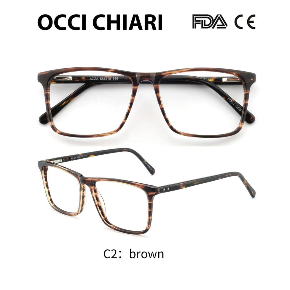 OCCI CHIARI Computer Glasses Frame Men Optical Eyeglasses frames Clear Lens blue light Gaming Eyewear Prescription Male: C2-brown
