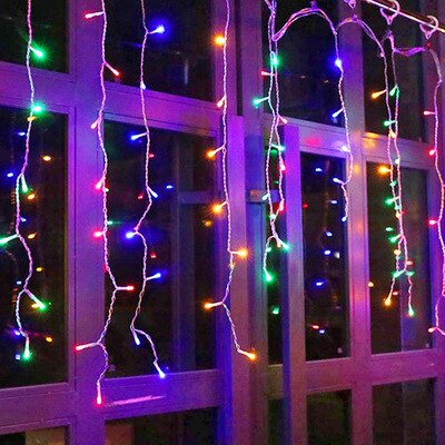 Luces navideñas para decoración de Exteriores, cortina de luces Led con caída de 5M, 0,4-0,6 m, aleros para y jardín: color / Enchufe europeo