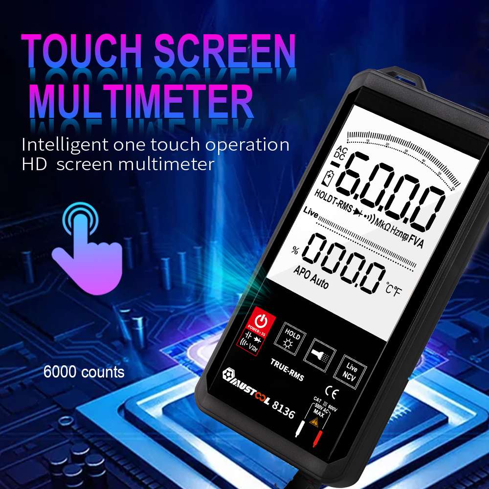 Touchscreen Multimeter Automatische Digital-Multimeter 6000 Zählt Intelligente Scannen AC DC Messung NCV True RMS Messung