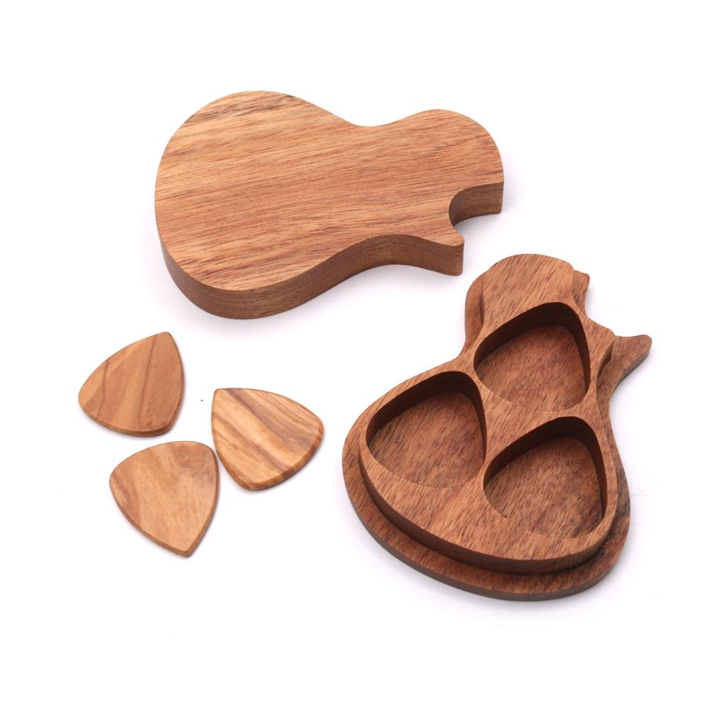 Handgemaakte Houten Gitaar Pick Doos En Picks Gitaar Plectrum Opbergdoos Gitaar Accessoires