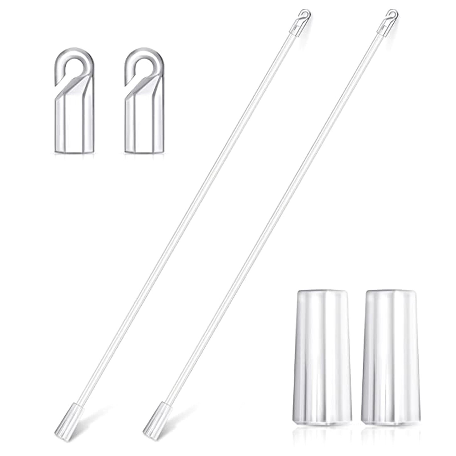 2pcs Curtain Long Pulling Rod Vertical Blind Wand 12inch 17inch Opener Window Frame Transparent With Hook Grip Roller