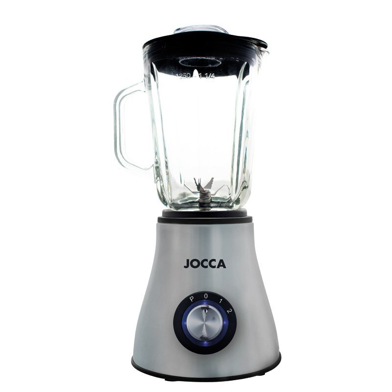 BATIDORA CON VASO DE CRISTAL JOCCA Y BASE DE ACERO INOXIDABLE. BATIDORA AMERCIANA. LICUA Y PROCESA ALIMENTOS. PREPARA BATIDOS