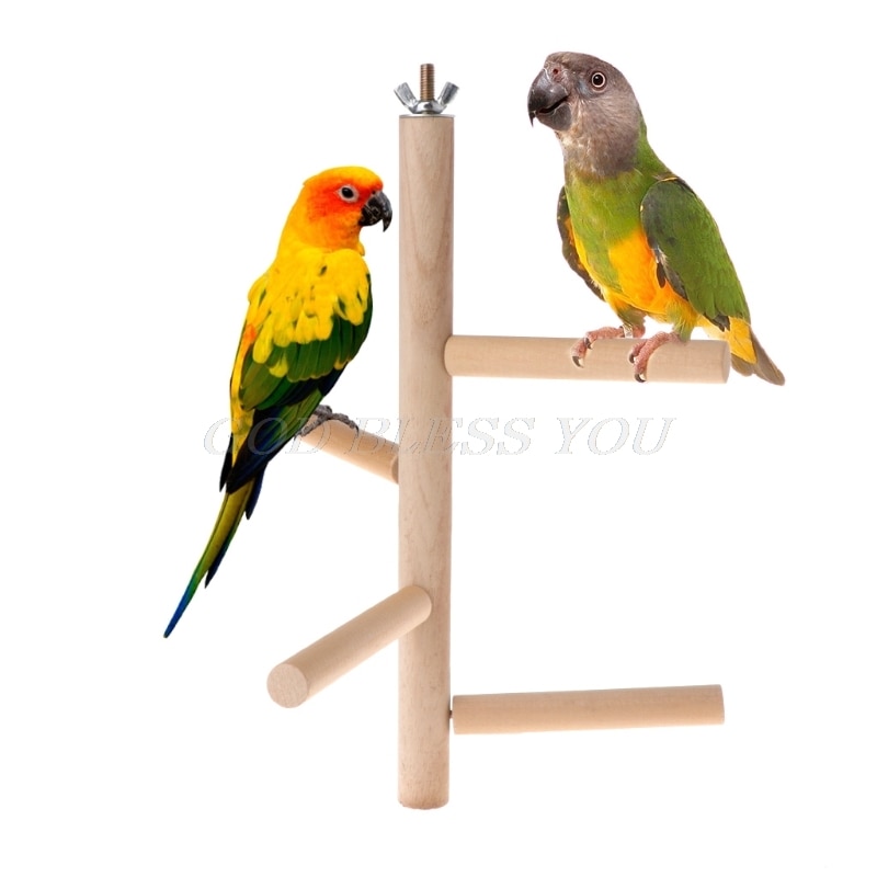 Perca de loro de 4 capas, juguete de etapas, escalera giratoria de madera Natural, jaula de pájaros, accesorios de periquito, columpio, juguete para hacer ejercicio,