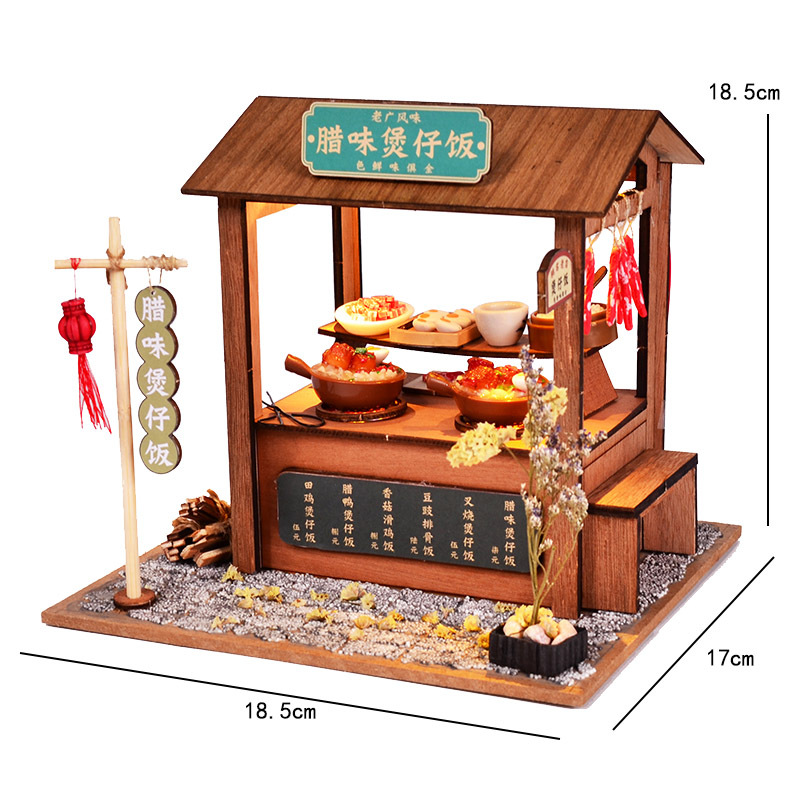 Chinese Style Japanese Style House wooden hand-assembled Street View theater DIY ornaments food and play model toys: ZH06