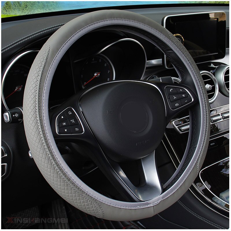 Auto Auto Universele Stuurhoes Handschoen Microfiber Ademende Anti-Slip Cover 15 ''/38Cm Sport Steering wiel Case: Grijs