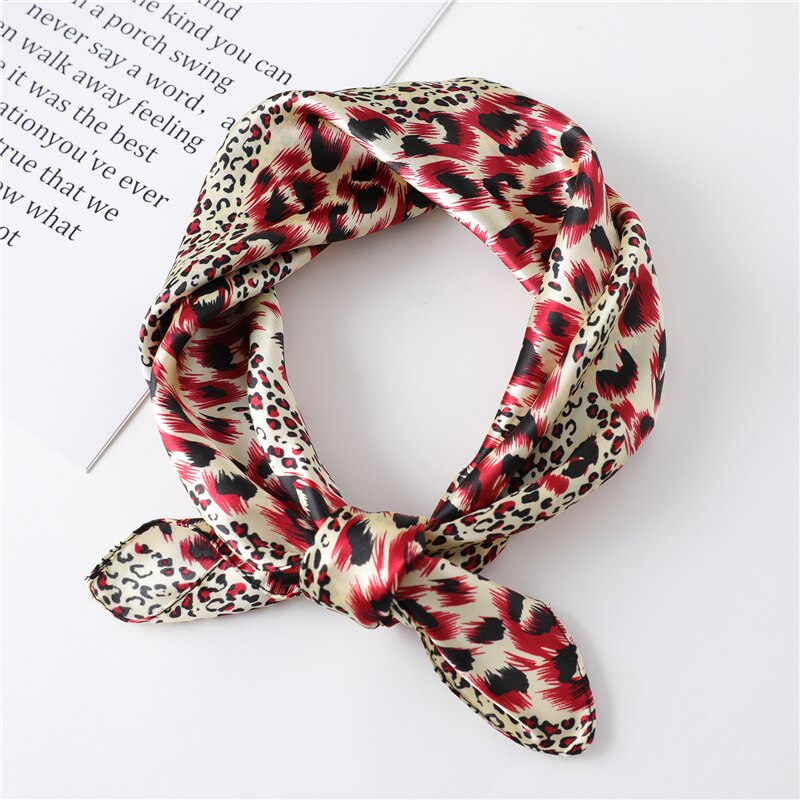 Leopard kvinder hår hals tørklæde silke firkantet halstørklæde taske tørklæder slips magert pandebånd print kvinde foulard bandana: Fl6-3