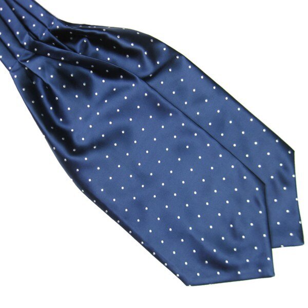 Brand Polka Dot Men Long Silk Scarves Cravat Ascot Ties Handkerchief Gentlemen: Blue