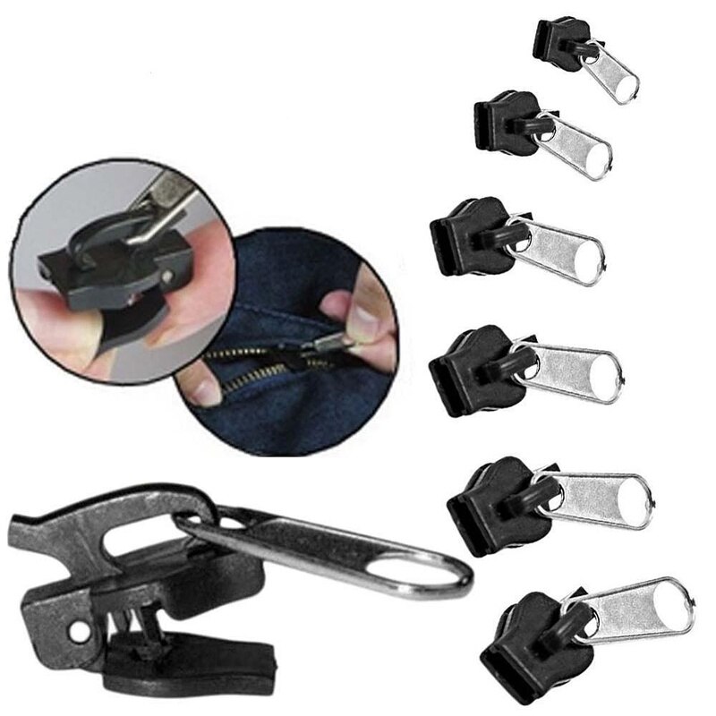 6Pcs 3 Sizes Universal Instant Fix Zipper Repair Kit Replacement Zip Slider Teeth Rescue Zippers Sewing Clothes
