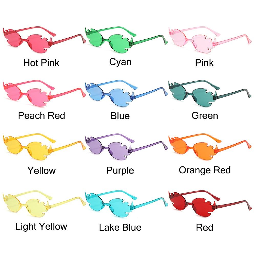 Gafas de sol coloridas con forma de llama de fuego, gafas de sol divertidas sin montura, gafas de Cosplay de para mujeres y hombres