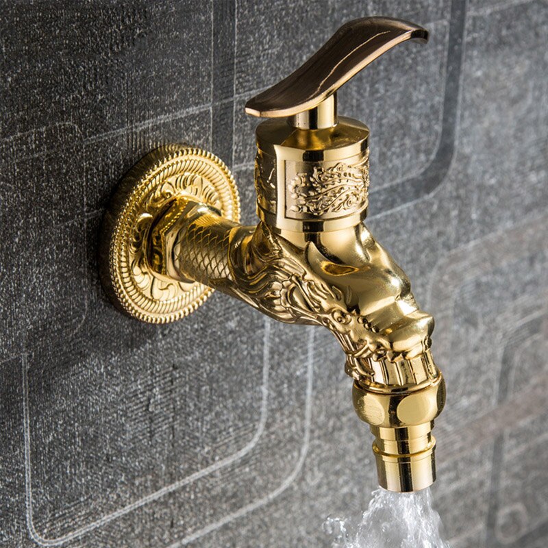 Grifo de la lavadora Retro Vintage tallado fregadero de casa jardín grifo de agua único QJS tienda