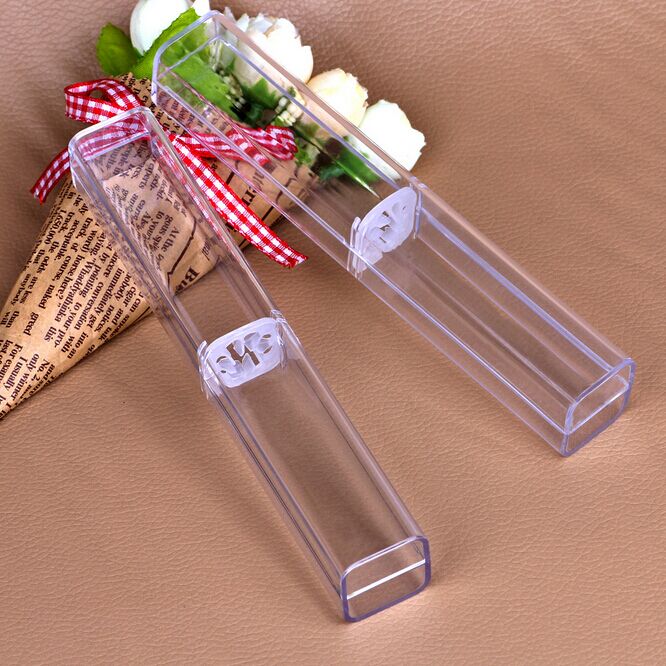 Retail box Pen boxes Plastic Transparent case Pen holder for promotional crystal pen packaging box 10 pieces / lot