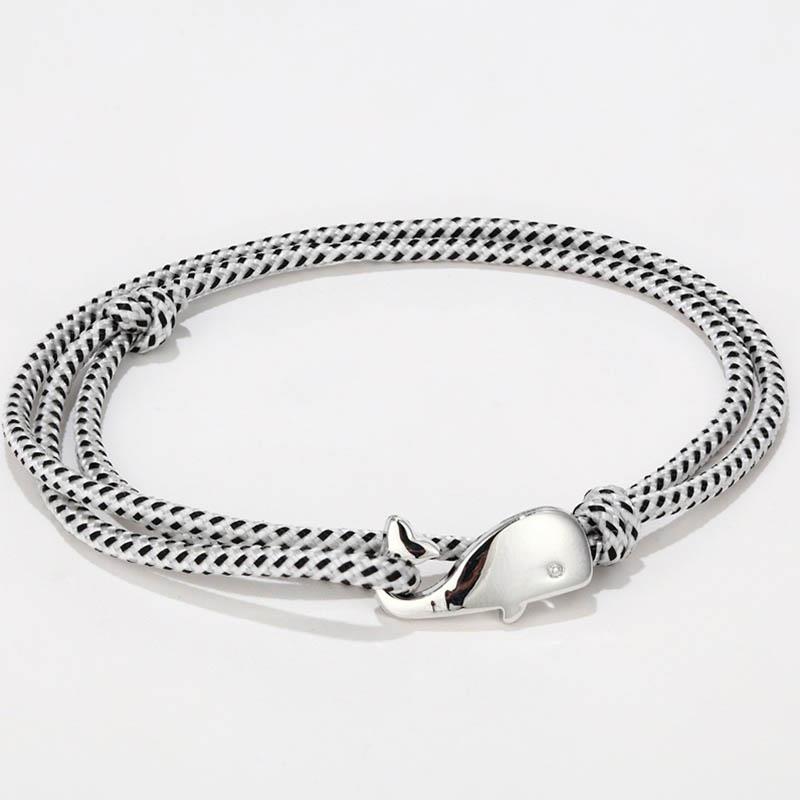 Bracelet ancre Style marin pour hommes et femmes, 1 pièce, corde de Parachute de Camping, queue de baleine, crochets métalliques: White