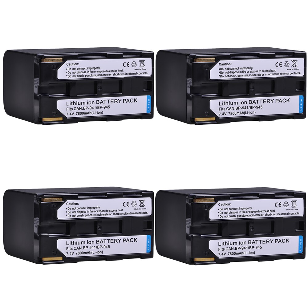 7800mAh BP-941 BP-945 BP941 BP945 batería para Canon A1S XH... G1... G1S XL H1... H1A XL H1S... XL1... XL1S... XL2... GL1... GL2 XH A1: 4x Battery