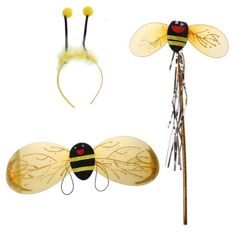 4Pc Bumble Bee Honing Meisjes Kids Fairy Halloween Fancy Dress Up Party Kostuum