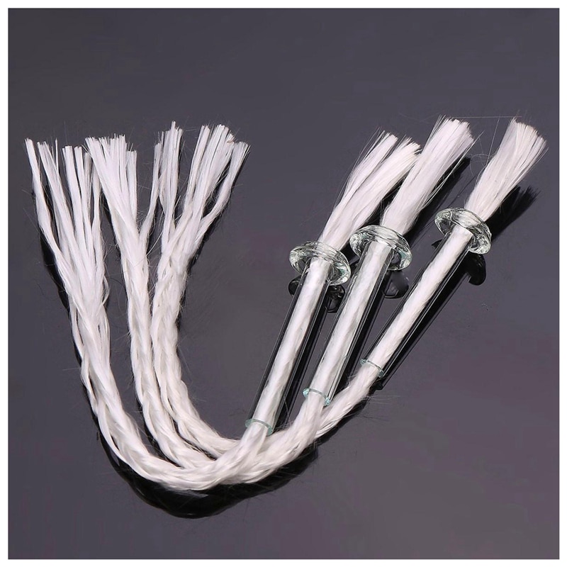! 3Pcs Glazen Buis Olie Lamp Lont Houder Adapter Met 4.7 Inch Ronde Katoenen Lont Wit