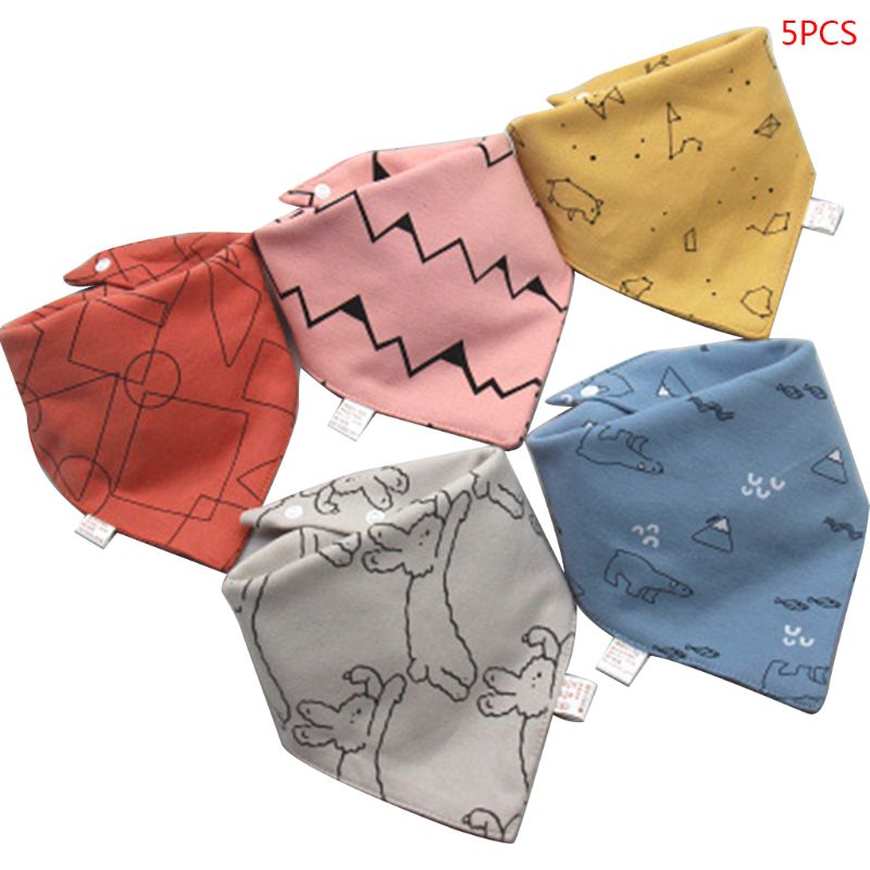 5 pz/pacco bavaglini per neonati in cotone bavaglino neonato sciarpa asciugamano per bambini ragazzi ragazze Bandana Saliva triangolo dribbling