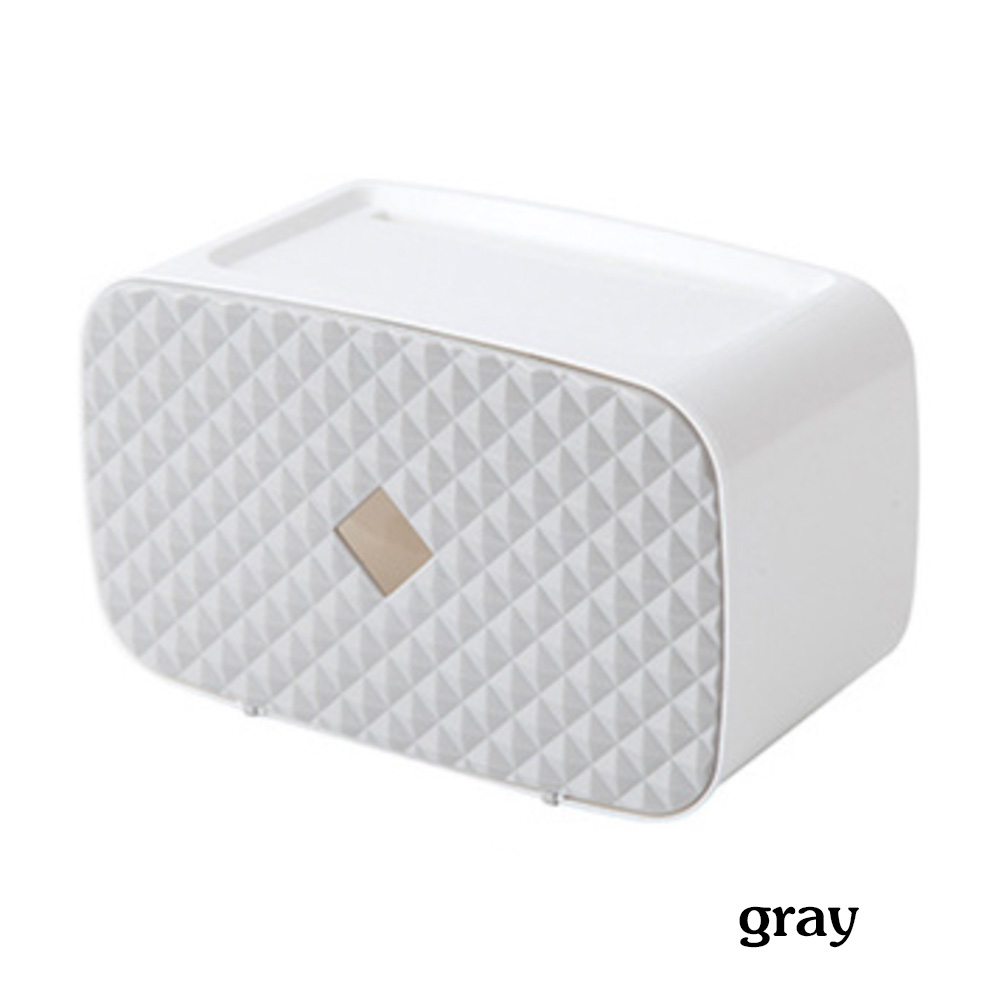 Multiple Styles Toilet Paper Holder Waterproof Towel Wall Mounted Storage Box Bathroom Accessories Tray Roll Tube Double-Layer: C-gray