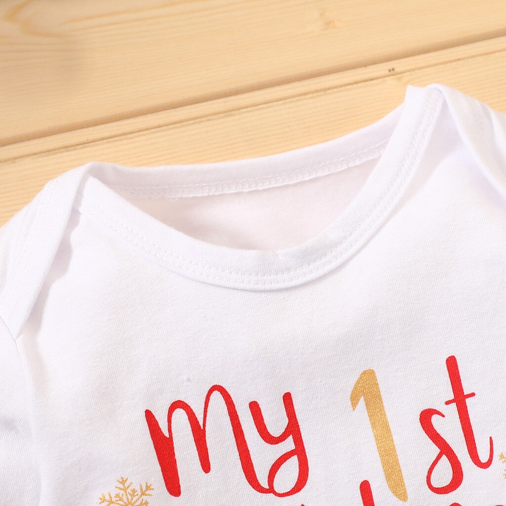Roupas de natal do bebê recém-nascido infantil do bebê meninos meninas 1st macacão de natal calças superiores + chapéu conjunto roupas natal outono inverno