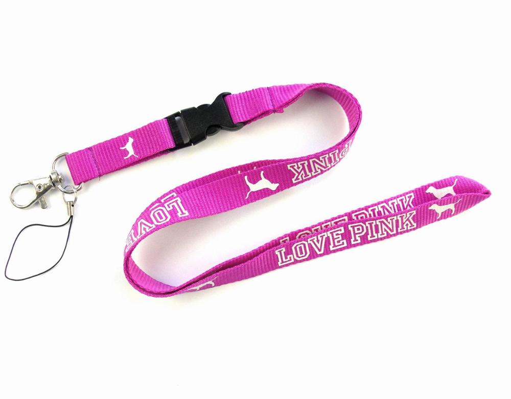 10pcs/lot 1.5cm*105cm Cellphone lanyard Straps Clothing Keys Chain ID cards Holder Detachable Buckle VS Love PINK Lanyards: 10