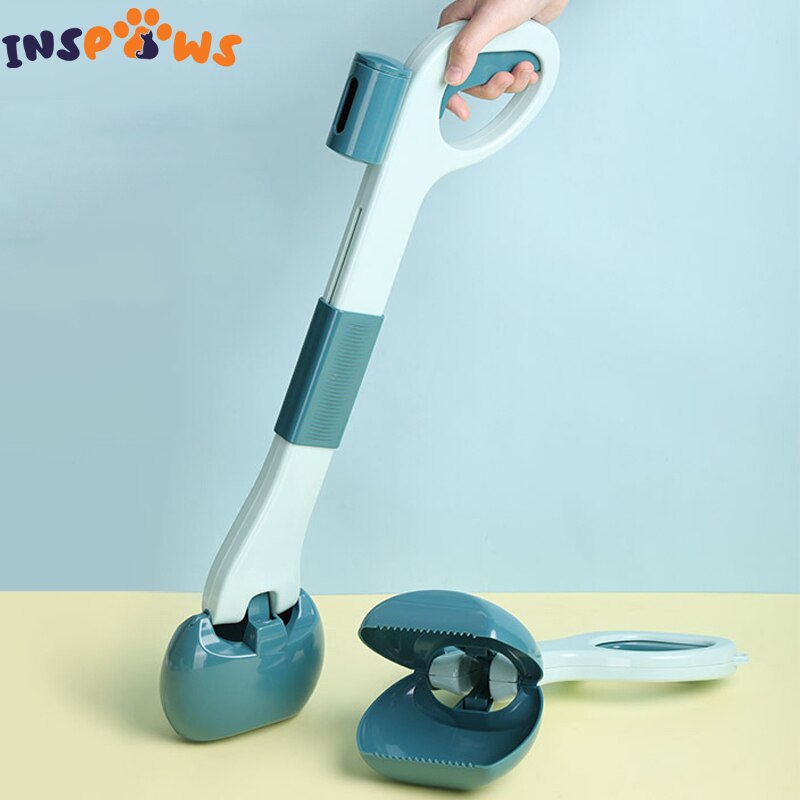 Foldable Dog Pooper Scooper Portable Pick Up Waste Jaw Claw Bin Puppy Poop Scoop With Comfortable Long Handle / Garbage Bag Box