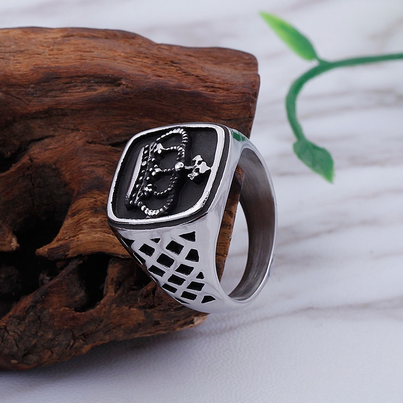 Anillo de corona Imperial para hombre, anillo clásico de acero inoxidable para hombre, anillo de boda de titanio de