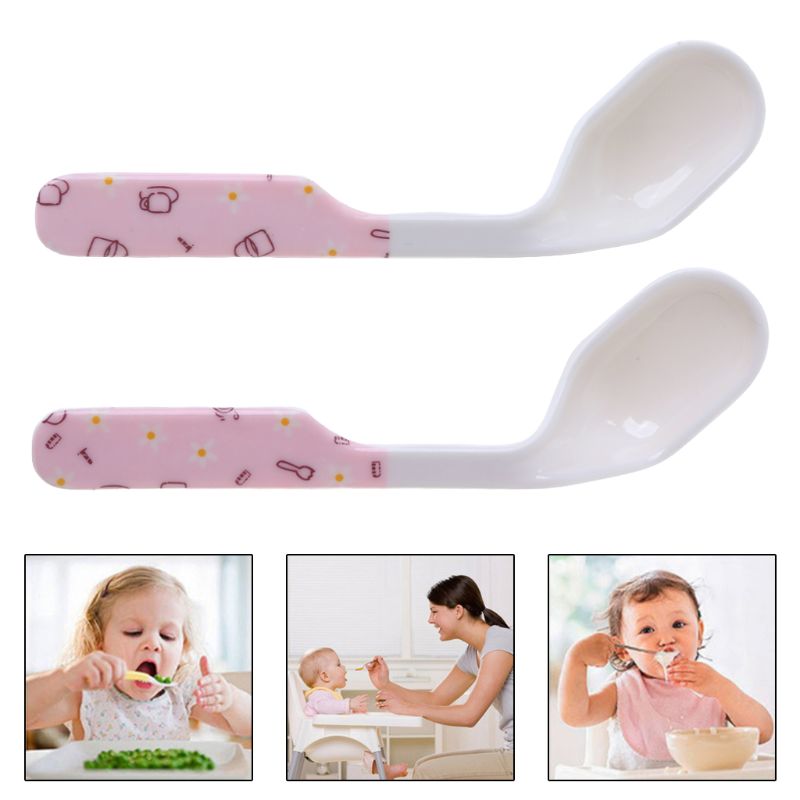 Baby Spoon Feeding Training Kids Infant Toddler Scoop Cutlery Tableware Food Bend Head Curved Utensils Children Learning Supplie