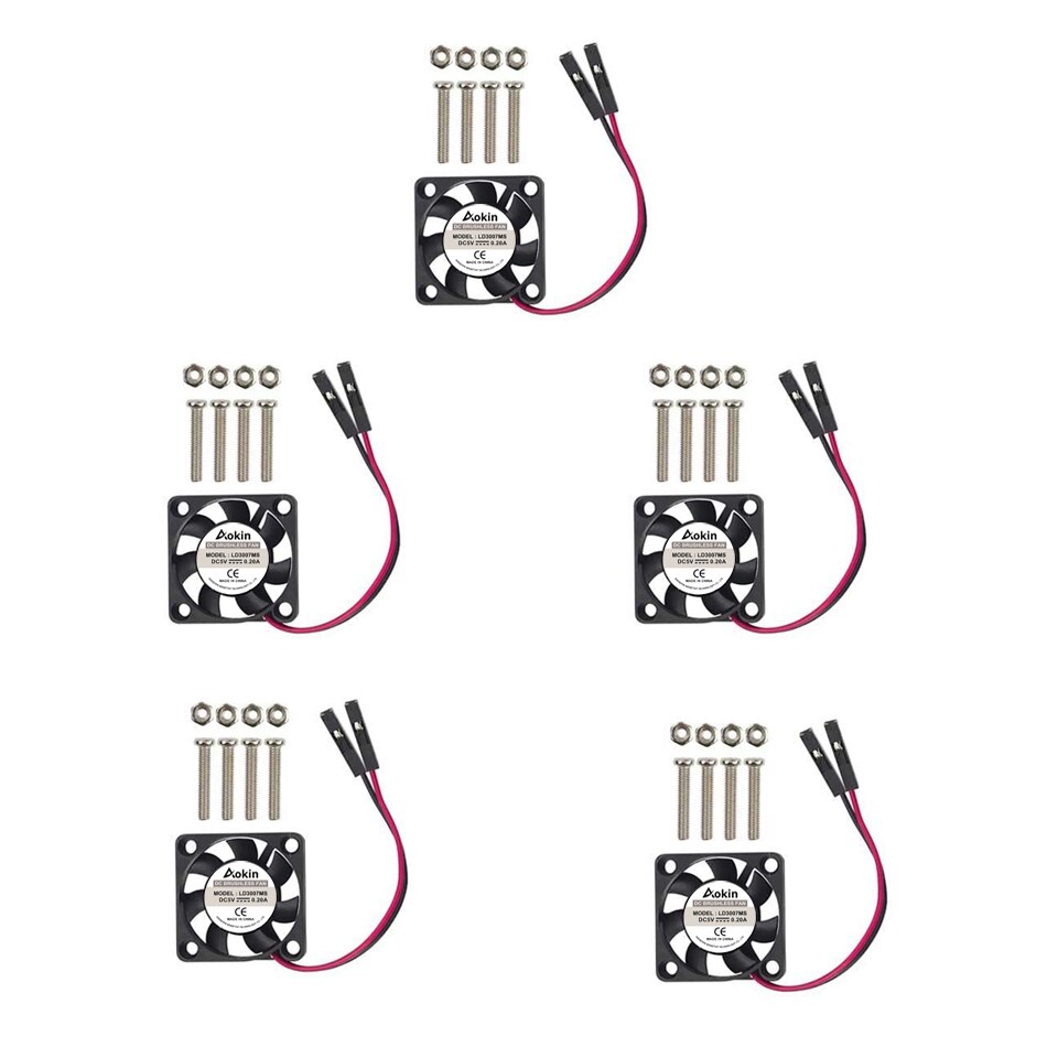 Raspberry Pi Fan Small Computer Fan Raspberry Pi Cooling Fan 30x30x7mm Brushless CPU Cooling Fan for Raspberry Pi 3 B+: 5pcs black