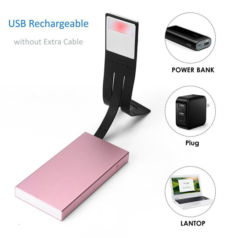 Bærbar ledet-leseboklampe med avtakbar fleksibel klemme usb oppladbar lampe til tenne e-boklesere