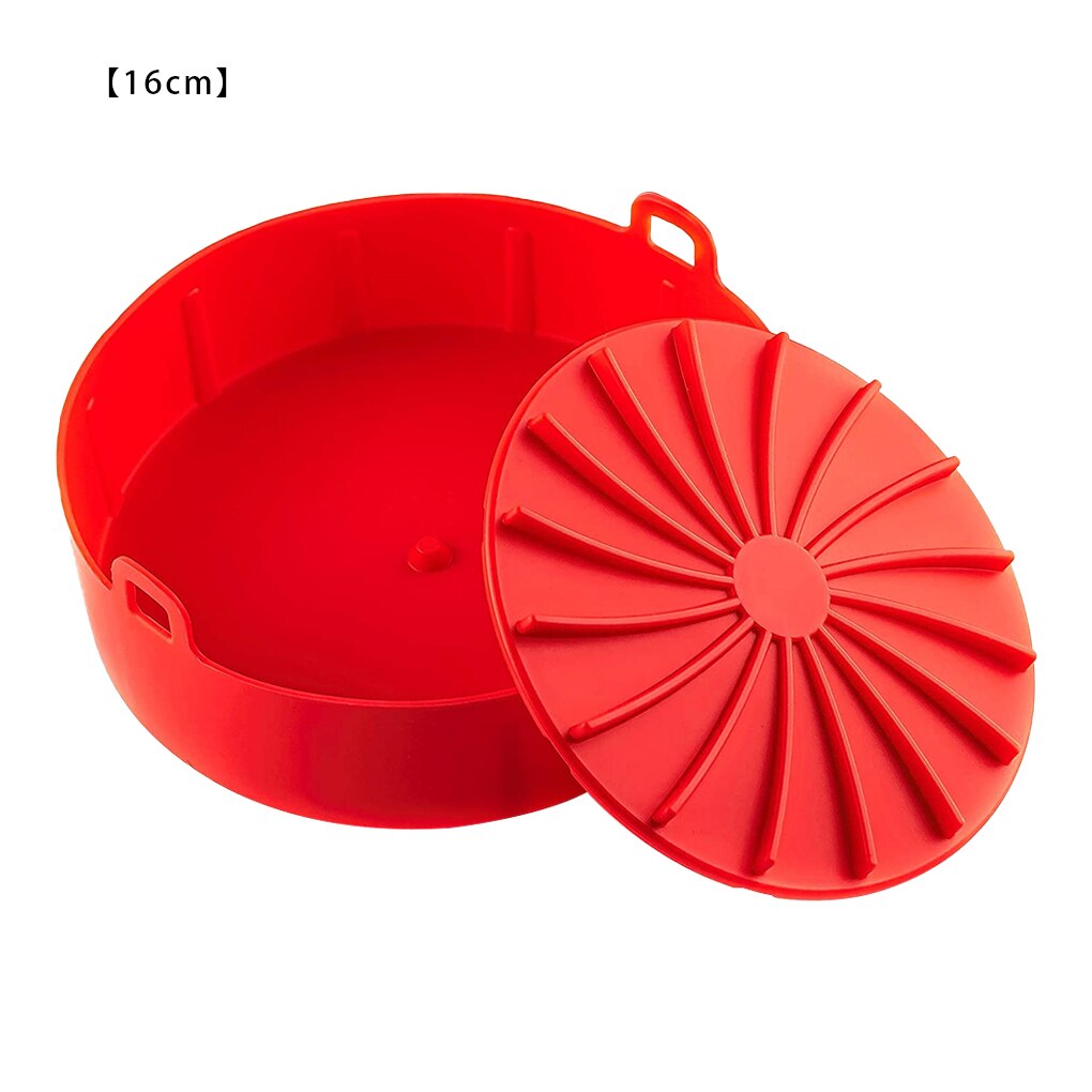 Silicone Grill Pan Bread Cake Mat Multifunctional Air Fryer Basket Accessories Bread Cake Pizza Microwave Baking Basket Pot Mat: red 16CM