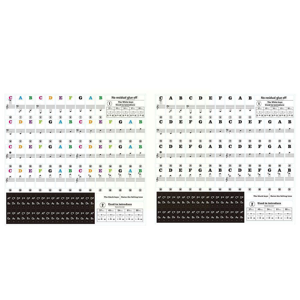 88/61/54/49 Key Color Piano Letter Notes Stickers Keyboard Note Sticker Piano Key Stickers Electronic Stave I2N3