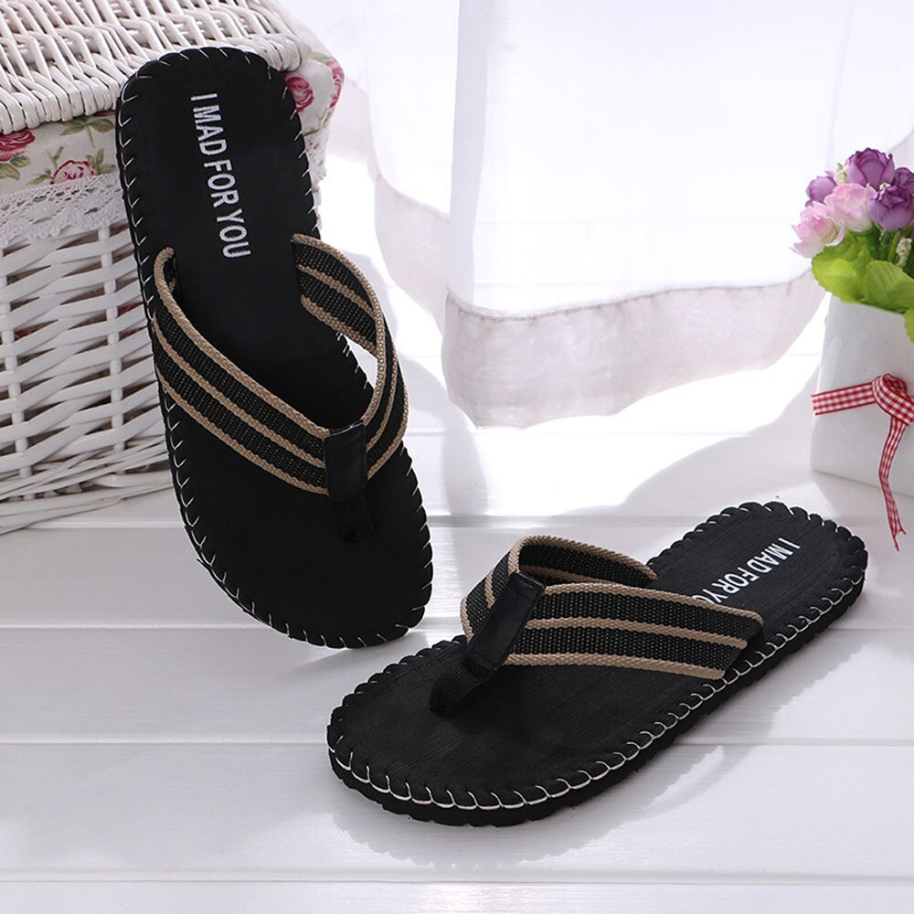 Men Summer Stripe Flip Flops Shoes Sandals Male Slipper Flip-flops Beach Shoes Mans footwear terlik kapcie#35