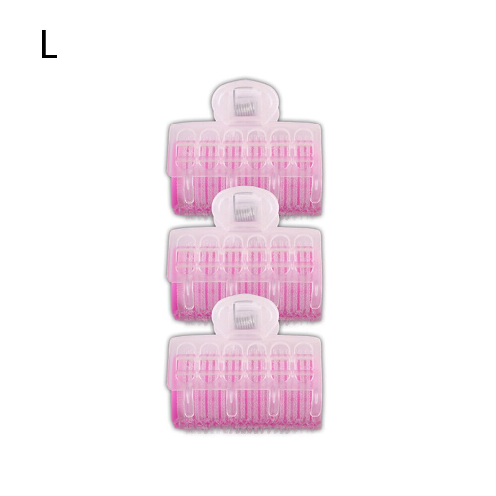 Fácil 3 unids/set de rizador de pelo, flequillo, pinza rizadora de pelo autoadhesiva de plástico, herramienta de estilismo de peluquería sin lazo de calor: L