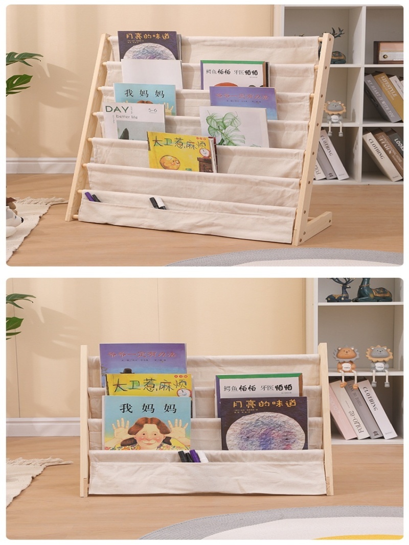 Bibliothèque domestique en bois massif du sol au plafond, bibliothèque de rangement multicouche amovible, support de rangement pour livres d'images pour enfants