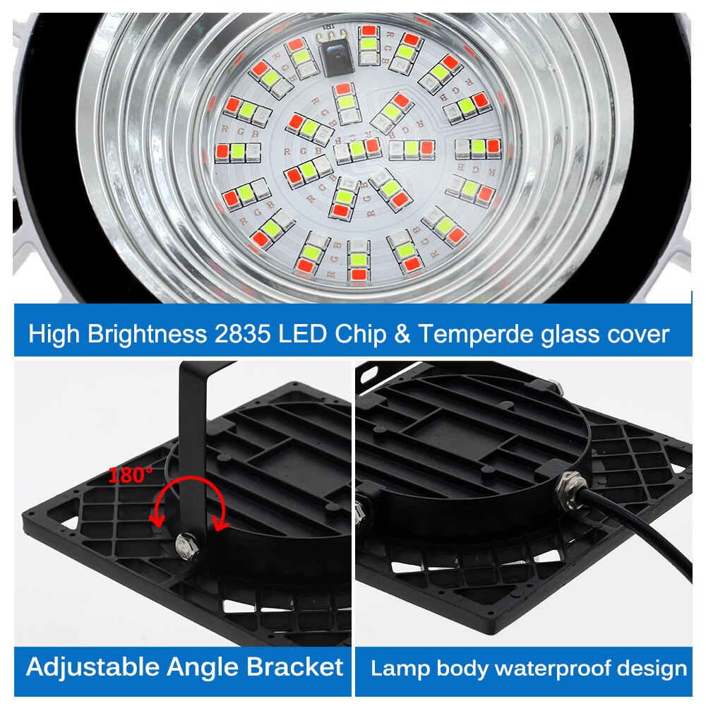 RGB LED Floodlight With Remote Control AC220V Outdoor Lighting IP66 Waterproof Led Spotlight Projector Streetlight Street Lamp