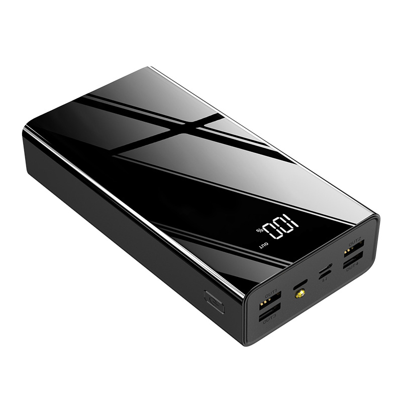 Power Bank 40000 Mah Grote Capaciteit Powerbank Lcd Externe Batterij Usb Spiegel Screen Draagbare Mobiele Telefoon Oplader Voor Iphone: Black