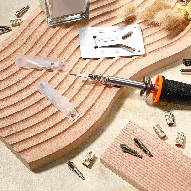 30Pcs Knife Cutting Tool Heated Knife Stencil Cutter With Metal Stand For Carving Multipurpose Plastic Vinyl US Plug